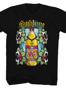 Hot Topic Sublime乐队摇滚专辑橙汁插画封面重磅纯棉短袖T恤