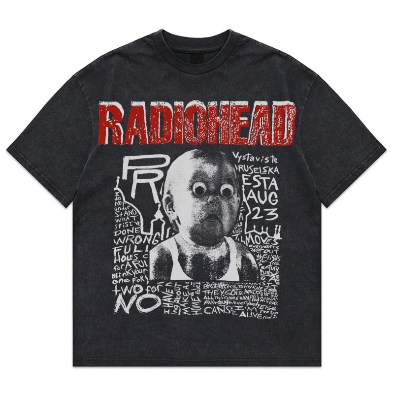 电台司令Radiohead水洗短袖T恤男图片