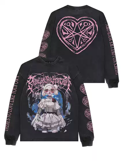 Bring Me the Horizon Rock Washed Vintage Distressed Cotton Men's Long-Sleeve T-Shirt