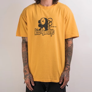 Goodbye欧美潮流vintage高街宽松直喷男女T恤新短袖 吻别Kiss