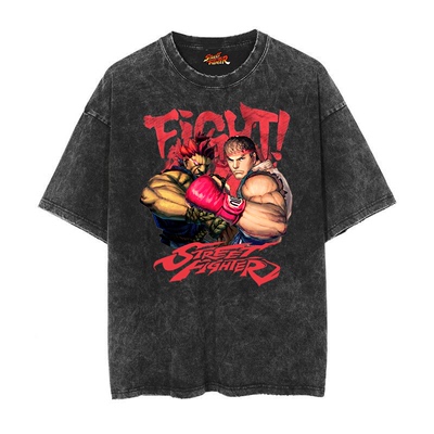 StreetFighter短袖做旧蜡染T恤