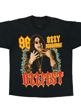 重金属摇滚乐队奥兹·奥斯朋 Ozzy Osbourne复古印花纯棉短袖T恤