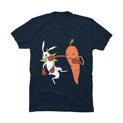 胡萝卜暴打兔子可爱男女短袖T恤