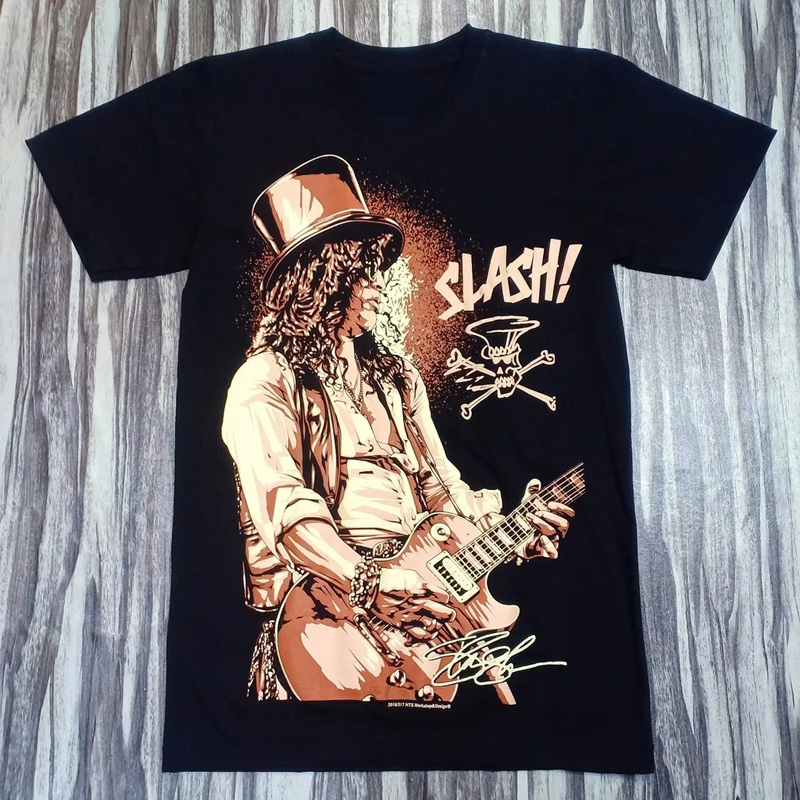 枪花乐队主唱复古Slash弹唱吉他手摇滚嘻哈短袖圆领T恤男款