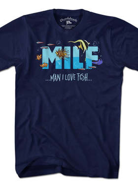 MILF - Man I Love Fish我爱鱼 美式复古经典男女款宽松短袖T恤