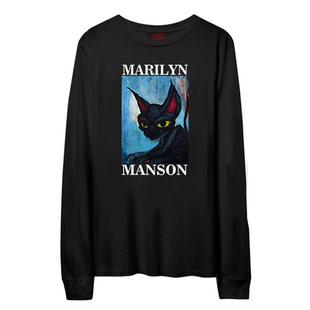 玛丽莲 曼森Marilyn Manson画作抽象油画猫艺术摇滚男士长袖T恤