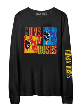 Guns N’ Roses枪花乐队复古欧美街头打底衫纯棉朋克摇滚长袖T恤