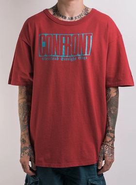 美国黑化乐队OV RUIN摇滚复古高街潮流暗红色宽松直喷男女T恤短袖