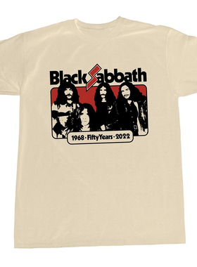 2022新款黑色安息日摇滚乐队BLACK SABBATH卡其色复古欧美高街T恤