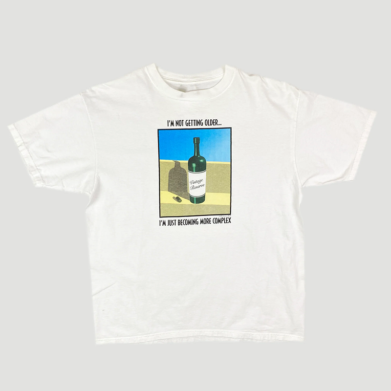 90's Wine Complex葡萄酒图案美式复古简约油画文艺短袖男直喷T恤