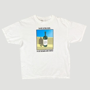 90's Wine Complex葡萄酒图案美式复古简约油画文艺短袖男直喷T恤