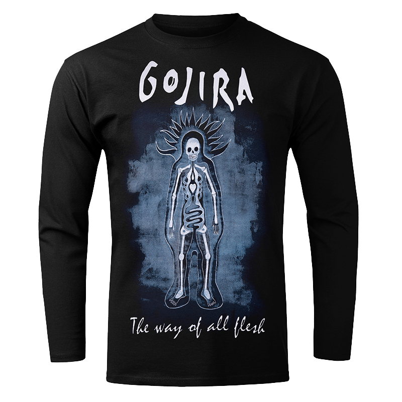 秋冬新品Gojira乐队法国金属戈吉拉乐队暗黑摇滚骷髅人长袖T恤男