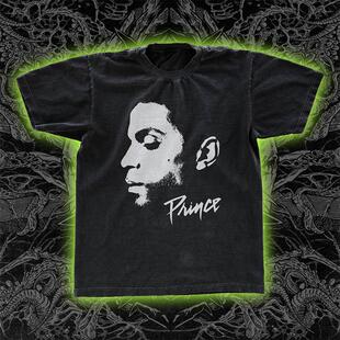 Prince普林斯流行歌手王子美式 T恤 复古高街vintage宽松男直喷短袖