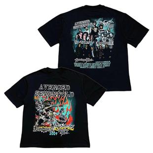 avenged sevenfold,七倍报应乐队摇滚朋克风纯棉宽松直喷短袖T恤
