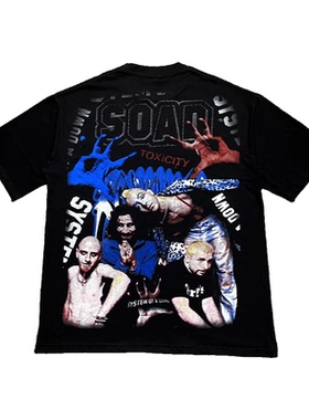 System Of A Down体制崩溃简称SOAD美国摇滚乐队宽松直喷短袖T恤