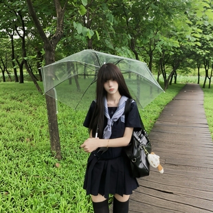 椿岁纪jk水手服原创制服套装 日系学院风校供短裙 绀色短袖 上衣夏季