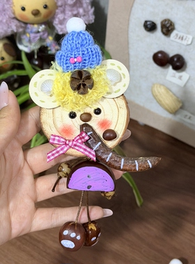 天然疗愈系果壳娃娃冰箱贴印尼手摇解压音疗云南贵州个性diy