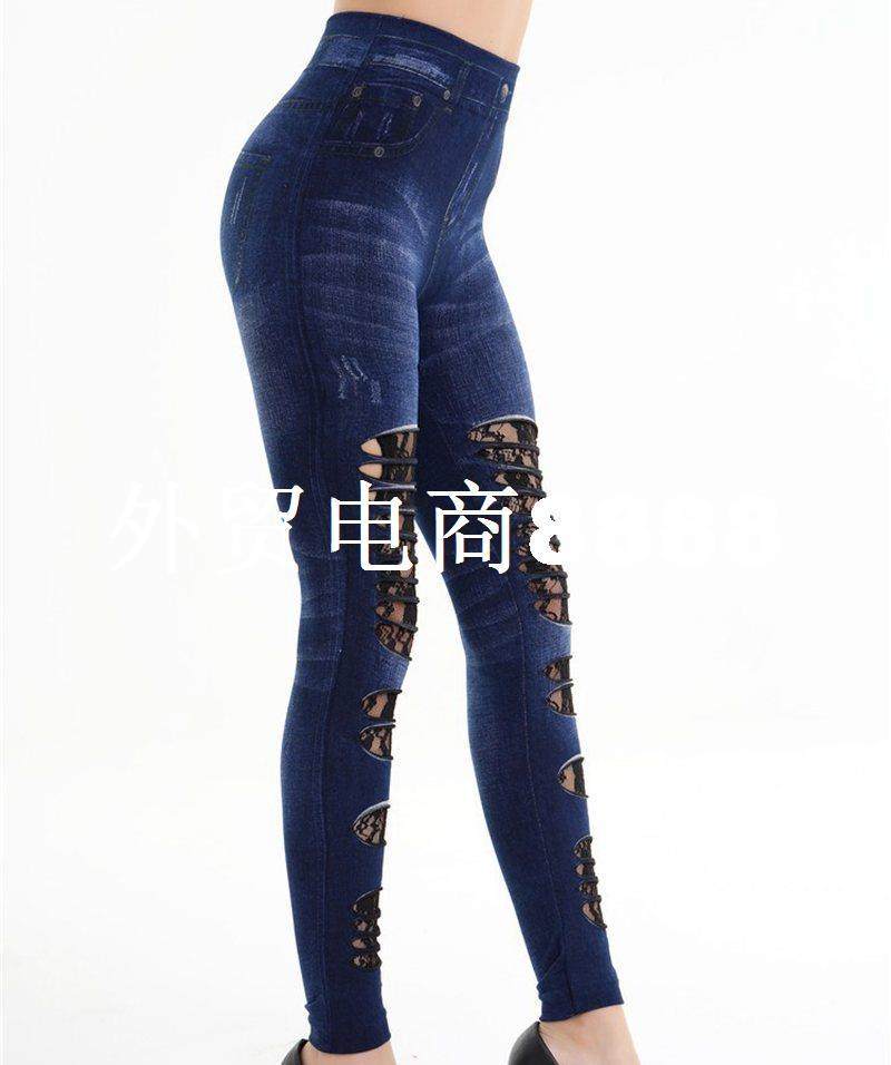 Ladies Fitness immitation denim Pants ripped lace Floral Str在類目 基礎建材, 隔音材料, 隔音棉中 - 來自Buy2taobao.com提供專業的淘寶代購服務