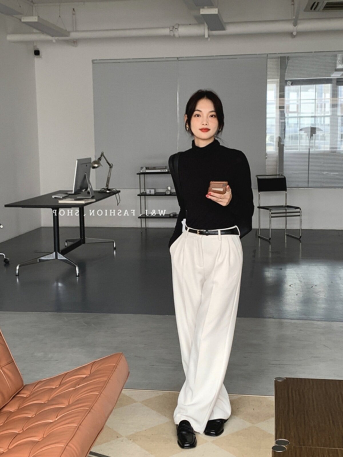 [SPOT] WHITE WIDE-LEG PANTS WOMENS 2024 SPRING AND AUTUMN HIGH-WAISTED HIGH-WAISTED SUIT PANTS STRAIGHT-LEG LOOSE PANTS