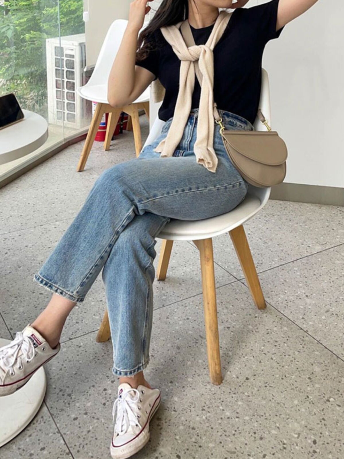 LIGHT BLUE JEANS WOMENS SPRING SUMMER 2024 SOUTH KOREA DONGDAEMUN NEW STRAIGHT LEG LOOSE FASHION SLIM HIGH-WAISTED PANTS