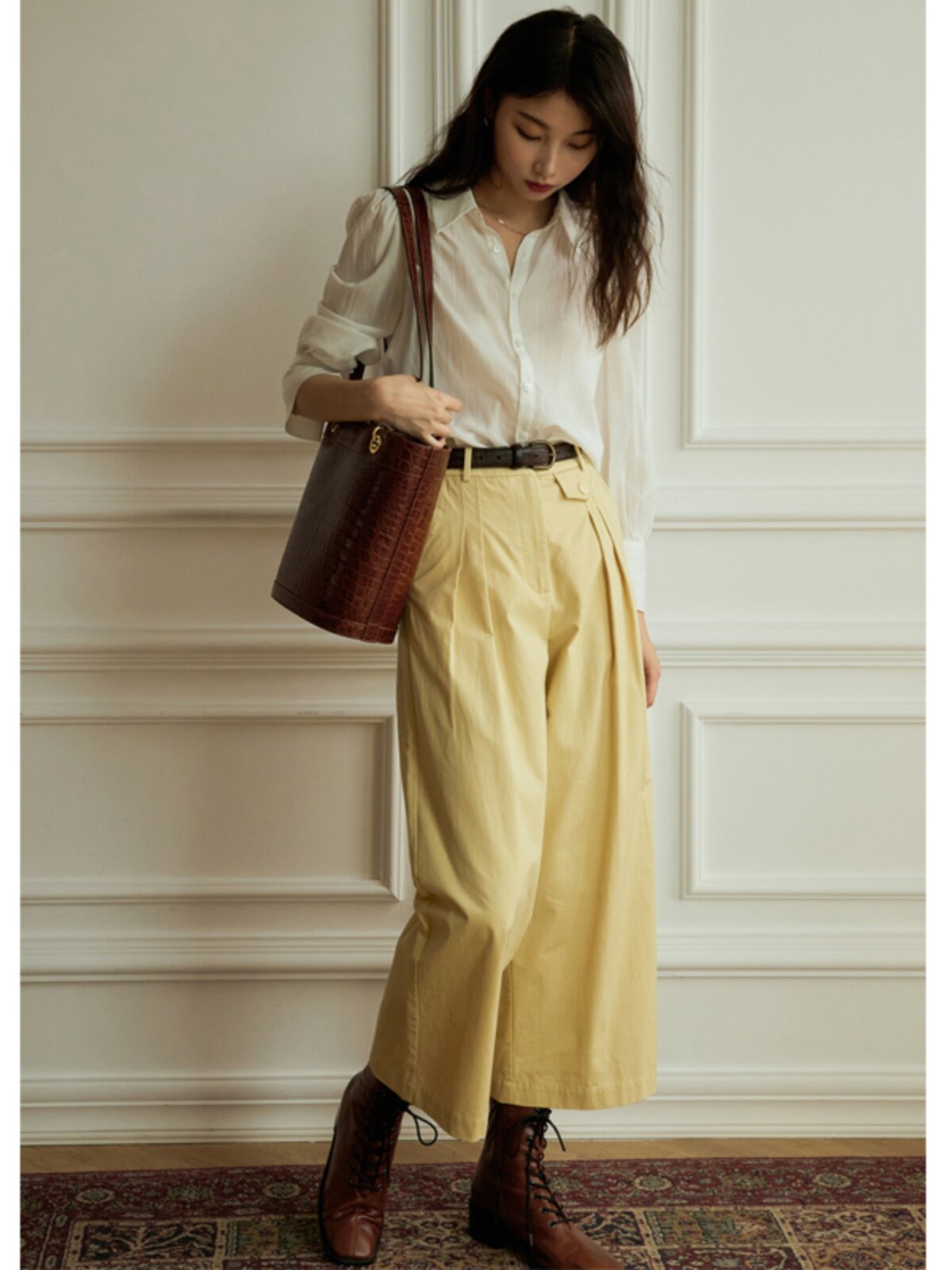 PERIWINKLE BLUE SHIRT WOMENS SPRING 2024 KOREAN VINTAGE LADIES BLUE STRIPED SHIRT LOOSE LONG SLEEVE TOP