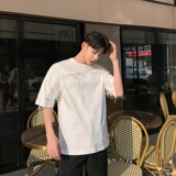 羽叶茑萝水溶立体刺绣宽松版T恤设计师男装A345-1061-P55，男装T恤，电商A345