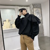 小立领荷叶边披肩领型设计套头百搭衬衣前后可穿A345-1021-P75，男装衬衫，电商A345