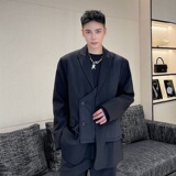 红炸街西服外套男高级感黑色上衣设计感小众A345-1823-P135，男装西服，电商A345