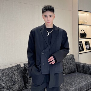 红炸街西服外套男高级感黑色上衣设计感小众A345-1823-P135图片
