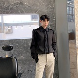 BFY原创流苏方领长袖百搭文艺男衬衣A345-1029-P75，男装衬衫，电商A345