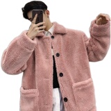 冬季冰岛绒大衣加厚翻领男女毛毛外套上衣A345-1017-P140，女装短外套，电商A345