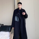 2025冬季设计感羊绒黑色大衣男中长款休闲宽松风衣A345-1856-P165，男装风衣，电商A345