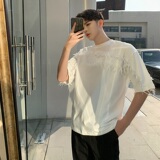 羽叶茑萝水溶立体刺绣宽松版T恤设计师男装A345-1061-P55，男装T恤，电商A345