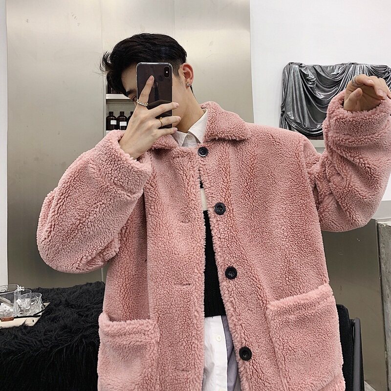 冬季冰岛绒大衣加厚翻领男女毛毛外套上衣A345-1017-P140图片