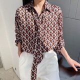2025新款韩版气质个性领带长袖碎花衬衣男A345-1189-P75，男装衬衫，电商A345