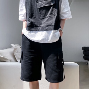 夏季新款工装裤韩版宽松休闲帅气纯棉五分裤潮男A345-1808-1-P50