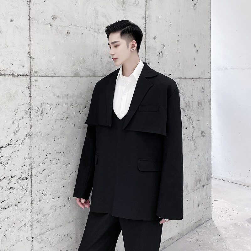 新款超短长袖西服马甲二件套男潮牌A345-137-P135,男装西服,电商A345