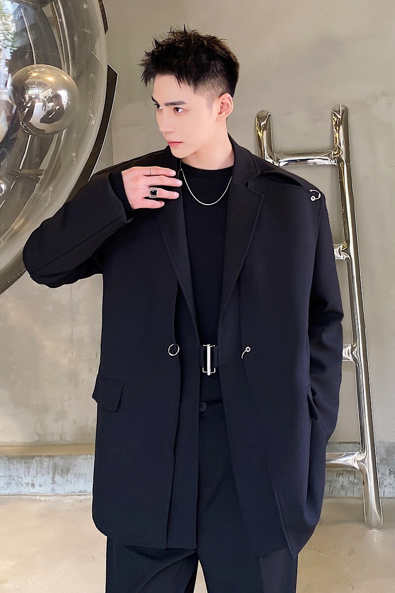 2025年春季新款假二件西服铁环装饰青年流行西装A345-1865-P150,男装西服套装,电商A345