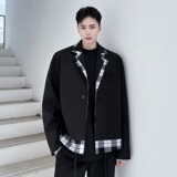 21秋季新款显瘦时尚气质百搭假二件西装短外套潮男A345-1608-P135，男装西服套装，电商A345