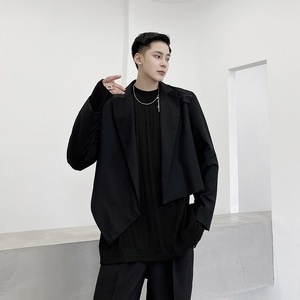2024新款黑色超短不对称小西服百搭西装外套潮男A345-1503-P110,男装西服,电商A345