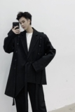 2025新款黑色不对称单排扣复古绑带款西服上衣A345-1170-P135，男装西服，电商A345