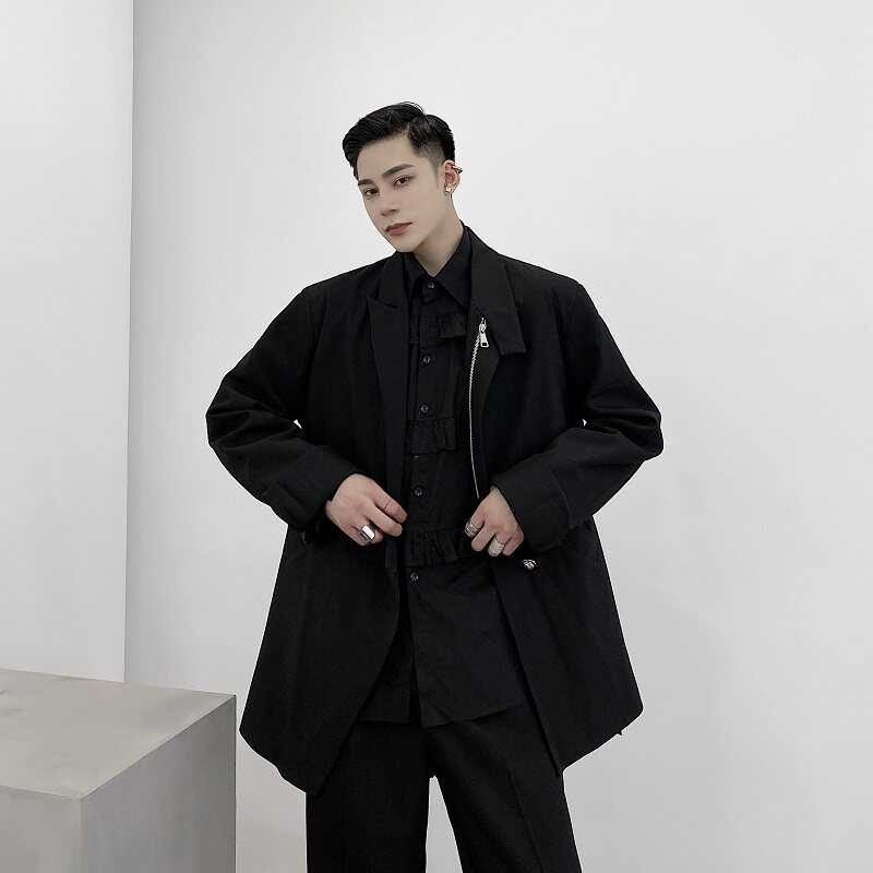 红西服上衣拉链装饰斜插袋外套男A345-1308-P125,男装西服,电商A345