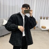 冬季加厚加棉暗格韩版呢料中长款大衣A345-1025-P135，男装毛呢大衣，电商A345