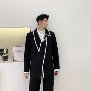 小众设计2025新款撞色不规则外套中长款西服上衣A345-1601-P125图片