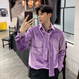 秋季新款紫萝兰领带配饰加厚面料气质长袖衬衣A345-1035-P75，男装衬衫，电商A345