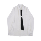 韩版宽松休闲黑白领带飘带西服领垂感男长袖衬衣潮A345-1139-P75，男装西服，电商A345