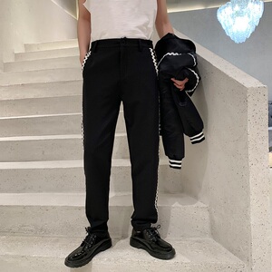 春秋韩版潮流S边装饰设计男休闲宽松型长裤A345-112-P65图片