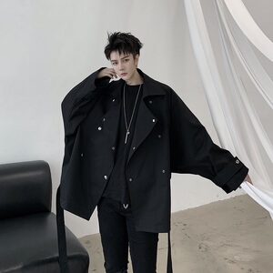 大西服领外套双排扣可调节束身衣摆飘带装饰夹克A345-1178-P125图片