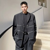 2025年春季新款立体裁剪可拆卸拉链拼接金属西装男A345-1866-P145，男装西服套装，电商A345