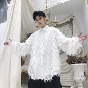 个性气质立体羽毛长袖衬衣男女可穿A345-1051-P75图片